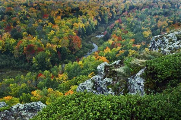 USA, Michigan River in autumn landscape